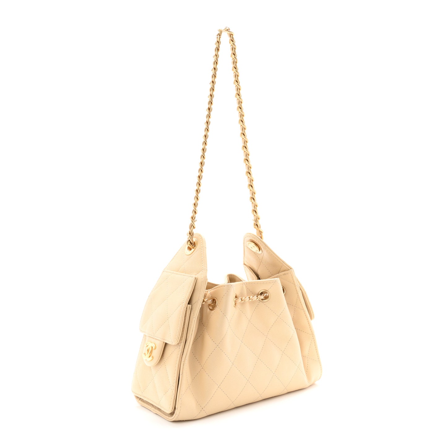 Caviar Quilted Mini Chanel 25 Handbag Beige