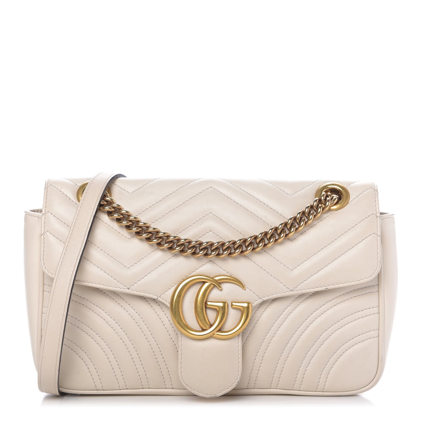 Calfskin Matelasse Small GG Marmont Shoulder Bag White