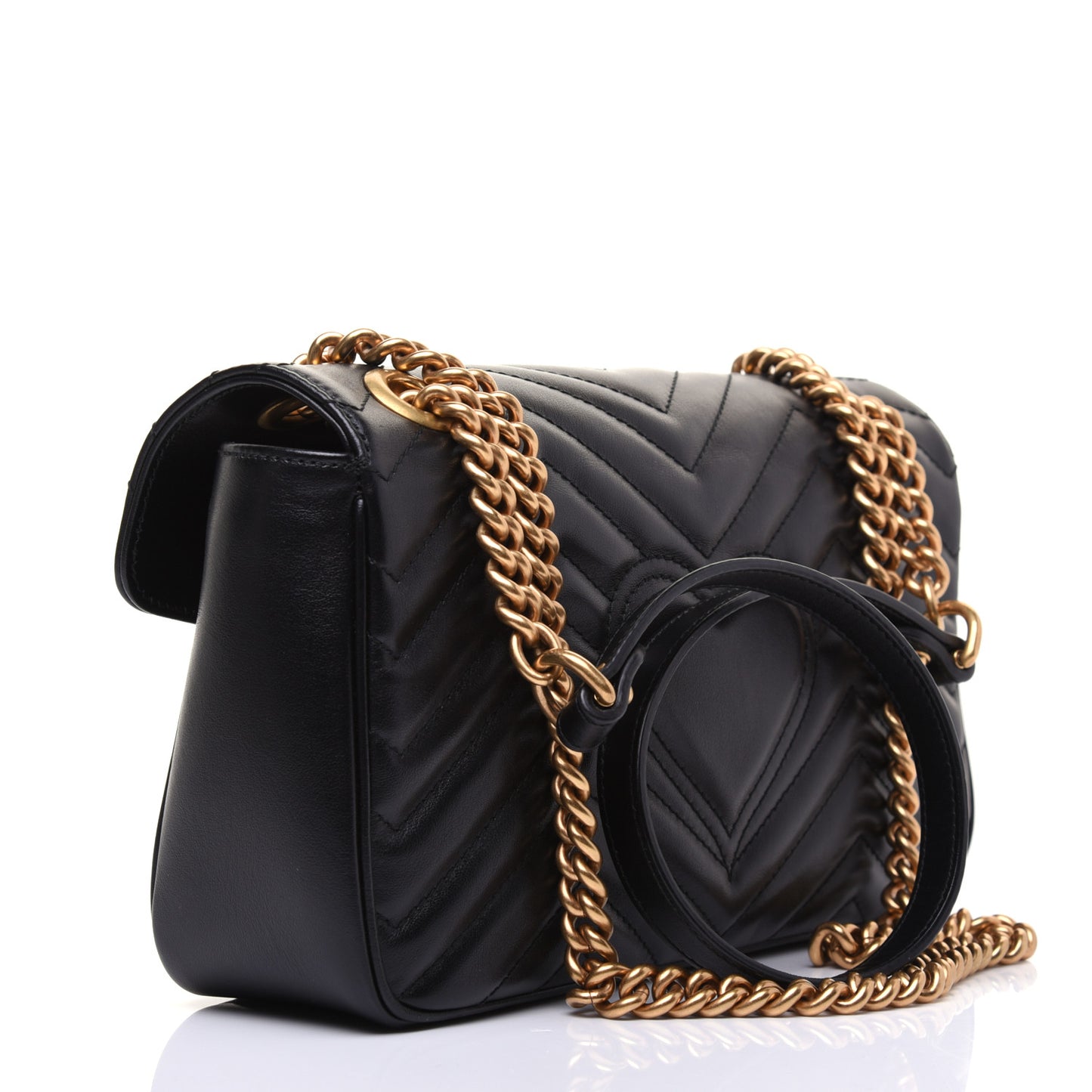 Calfskin Matelasse Small GG Marmont Shoulder Bag Black