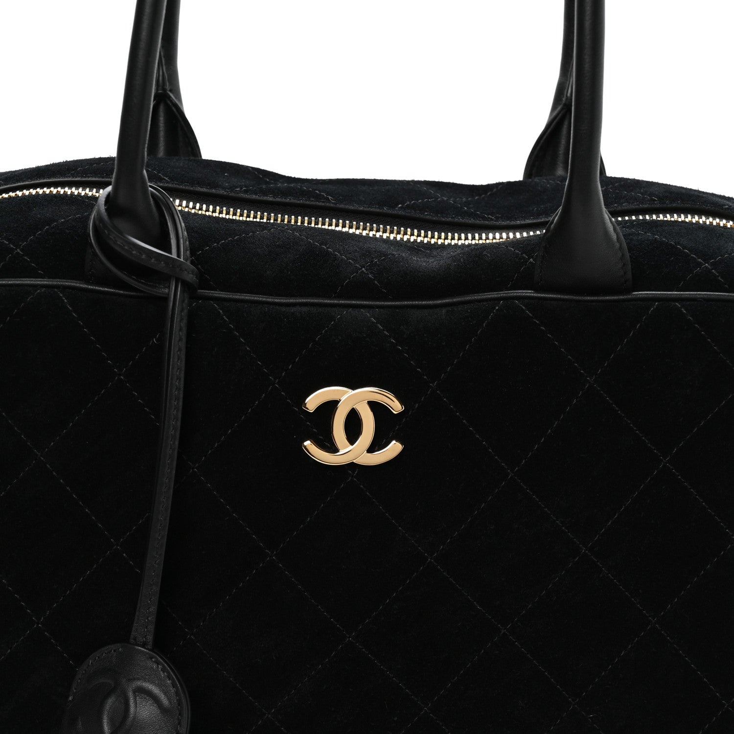 Chanel Suede Calfskin Large Perfect Bowling Bag Black 8 of 11