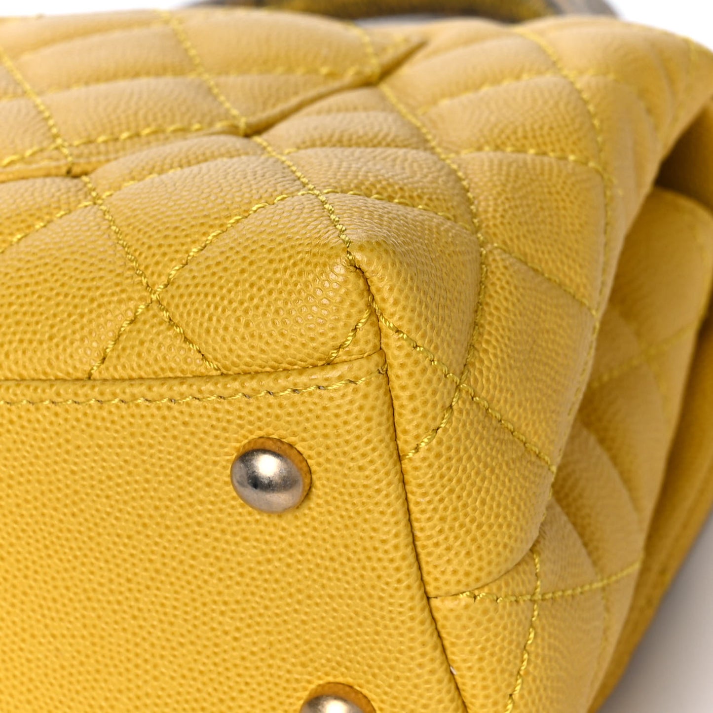 Caviar Lizard Mini Coco Handle Flap Yellow