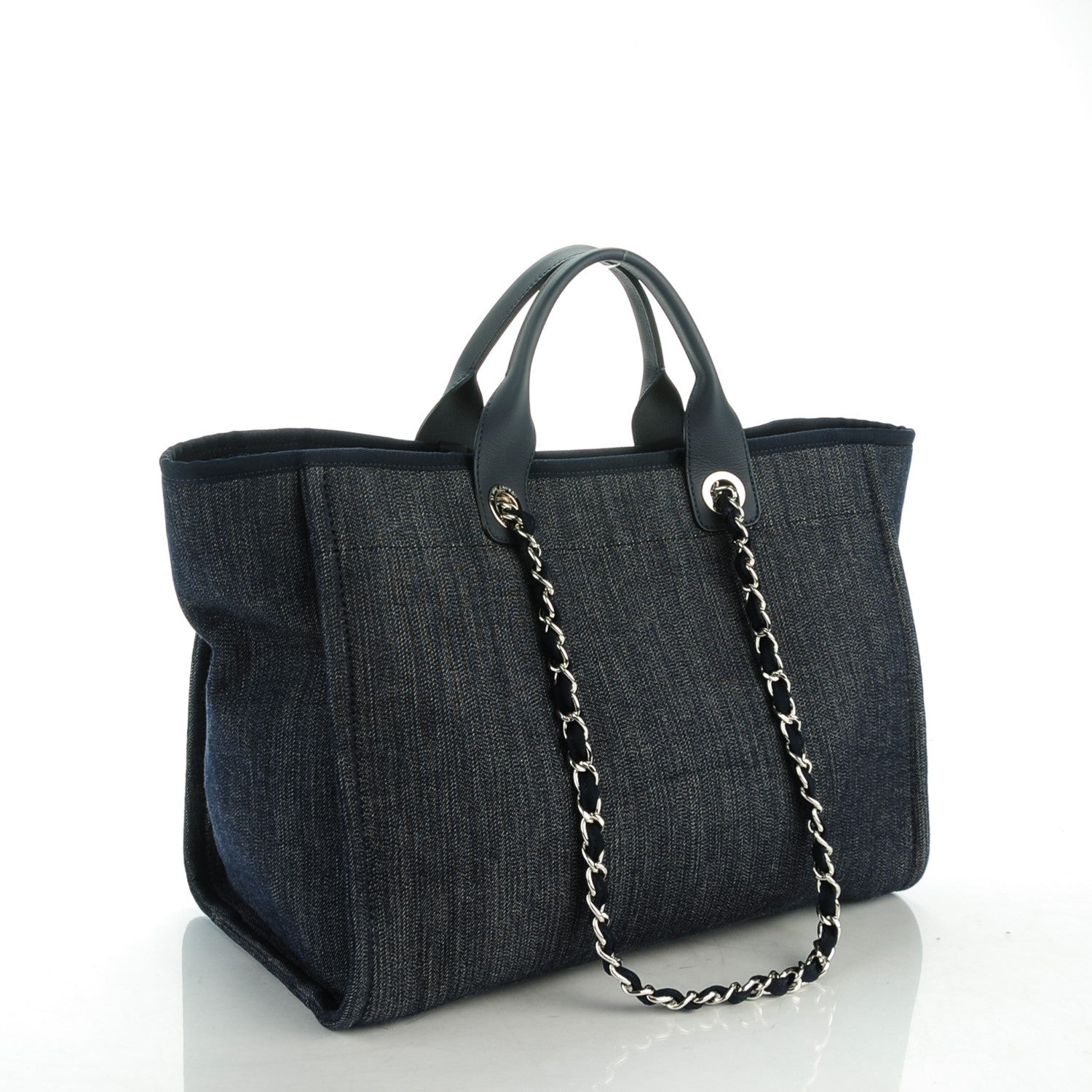 Chanel Canvas Large Deauville Tote Dark Blue 3 of 7