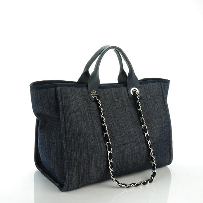 Chanel Canvas Large Deauville Tote Dark Blue 3 of 7