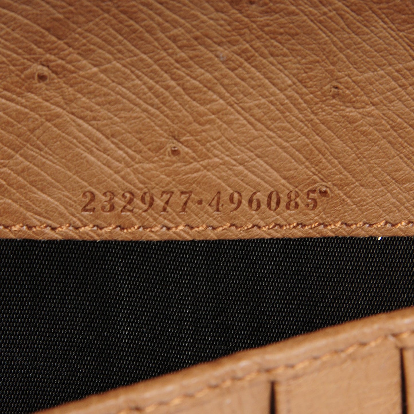 Ostrich Bamboo Zip Around Wallet Dark Beige