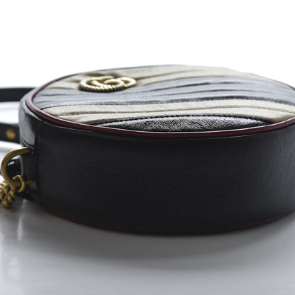Gucci Azalea Calfskin Matelasse Diagonal Patchwork Mini Torchon GG Marmont Round Shoulder Bag Black Beige Romantic Cerise 6 of 10