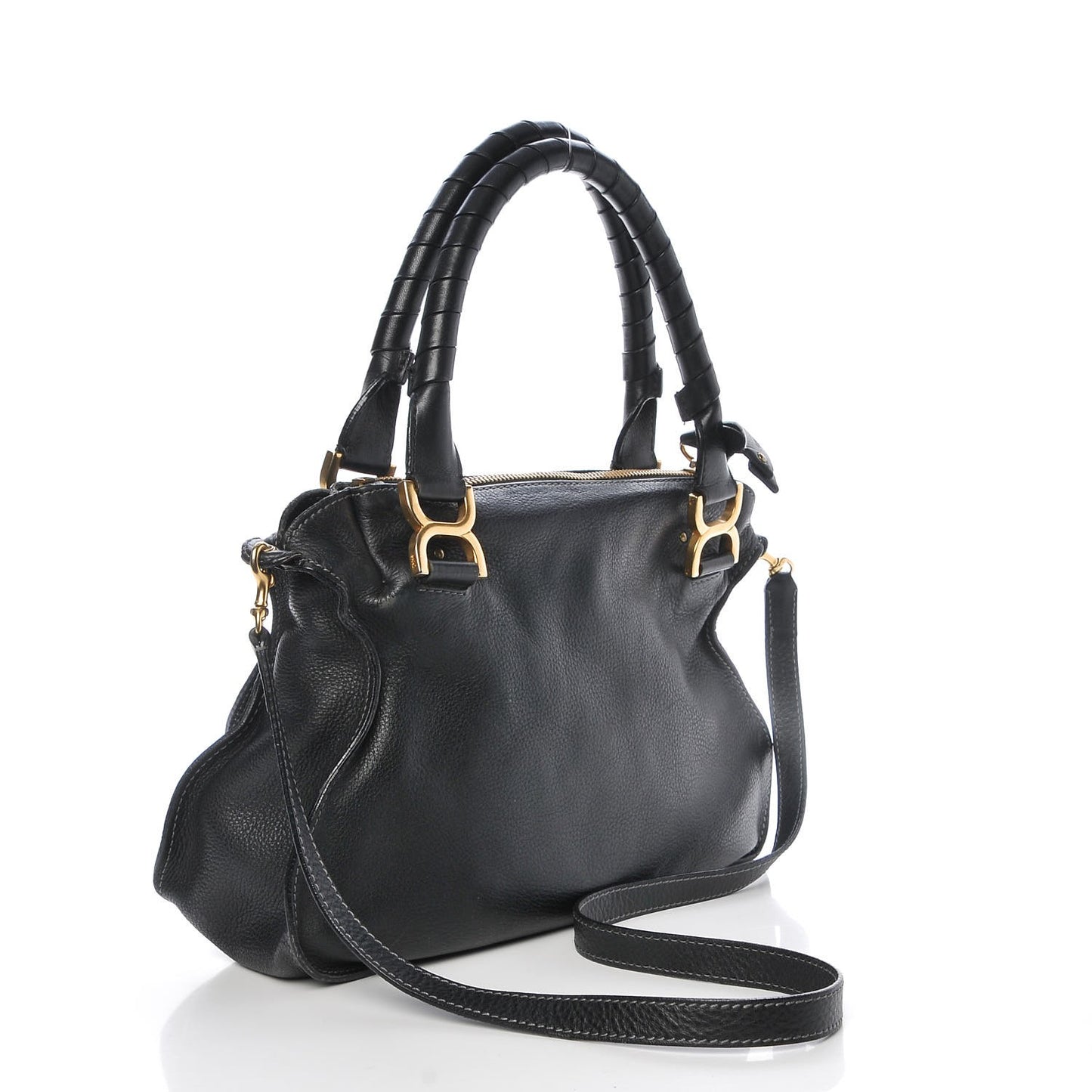Calfskin Small Marcie Satchel Black