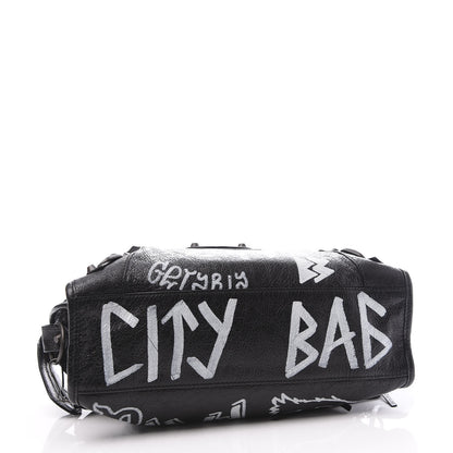 Balenciaga Agneau Classic Hardware Graffiti All Over S City Black 4 of 13