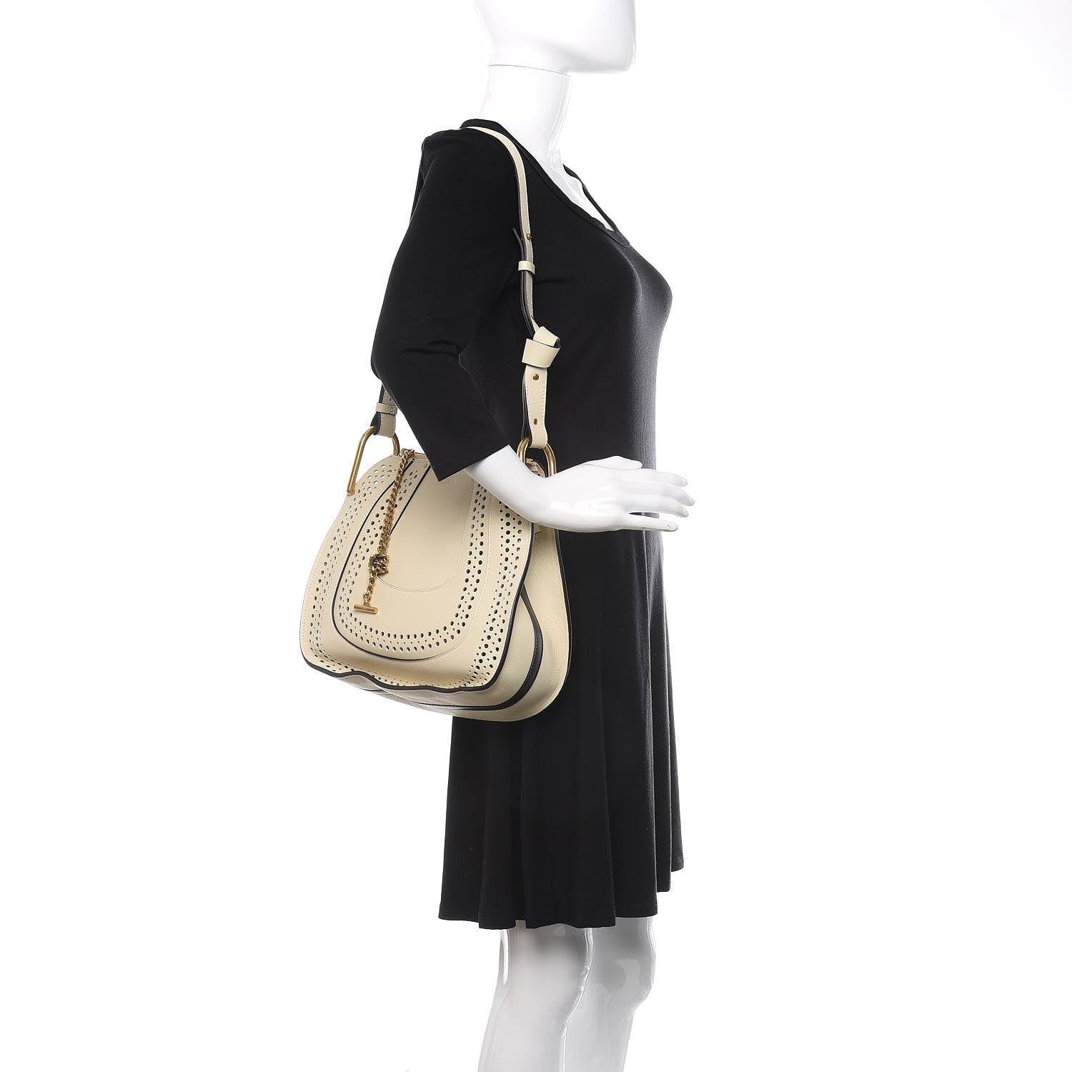 Chloe Calfskin Perforated Small Hayley Hobo Lace White 2 of 9