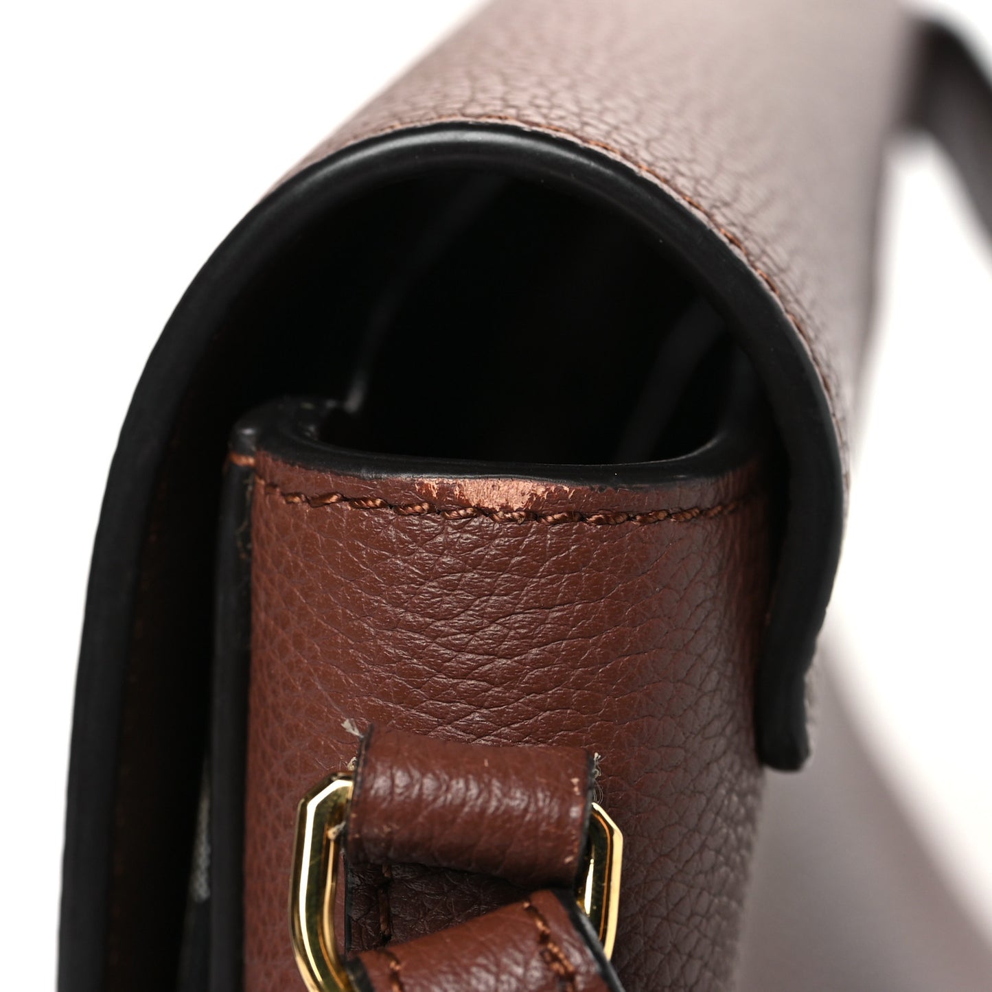 Grainy Calfskin Vintage Check Note Crossbody Bag Malt Brown