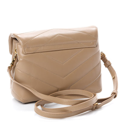 Saint Laurent Calfskin Y Quilted Monogram Toy Loulou Crossbody Bag Latte 3 of 12