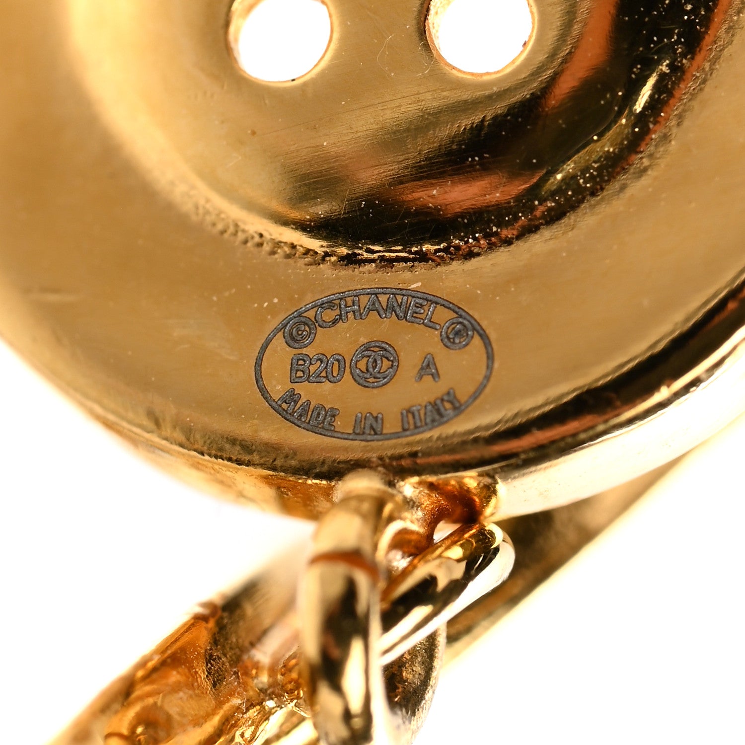 Chanel Metal Large Paris Button Earrings Gold 4 of 4