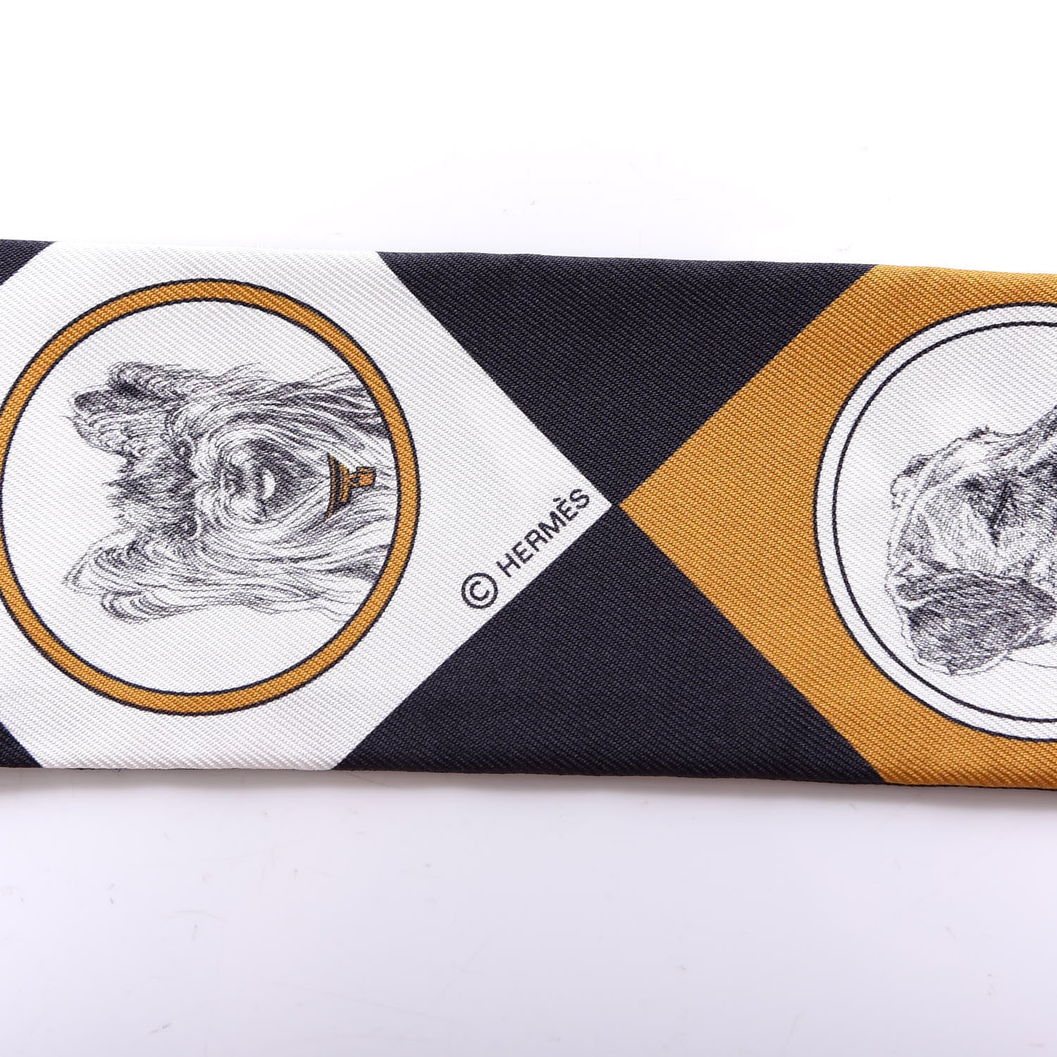 Hermes Silk Colliers Et Chiens Twilly Black Gold White 3 of 4