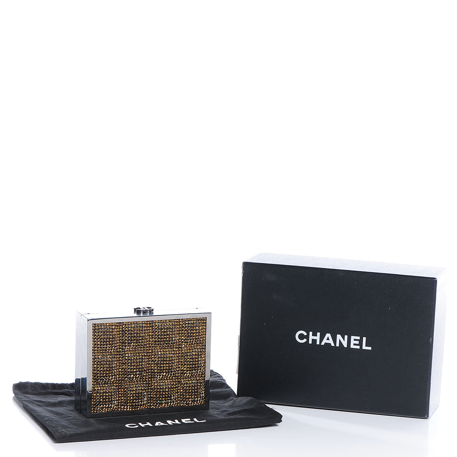 Chanel Crystal Square Quilted Box Clutch Bronze 5 of 8
