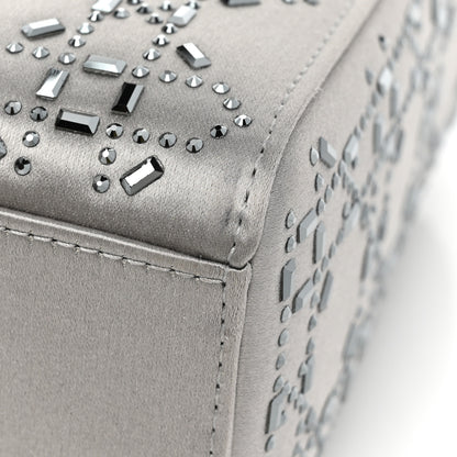 Christian Dior Satin Crystal Cannage Mini Lady Dior Gray 13 of 14