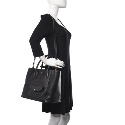 Prada Saffiano Cuir Front Pocket Tote Black 2 of 20