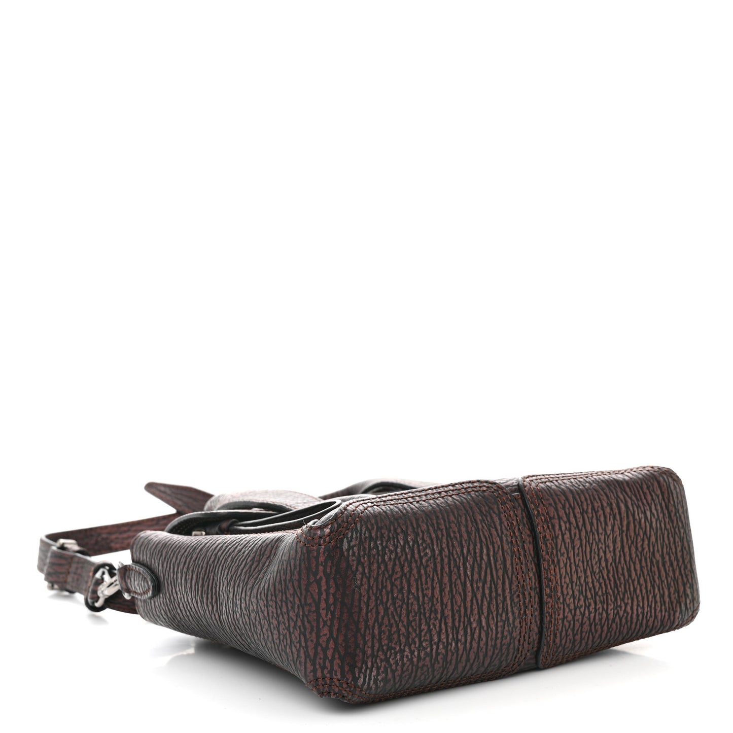 Metallic Textured Calfskin Mini Pashli Satchel Burgundy