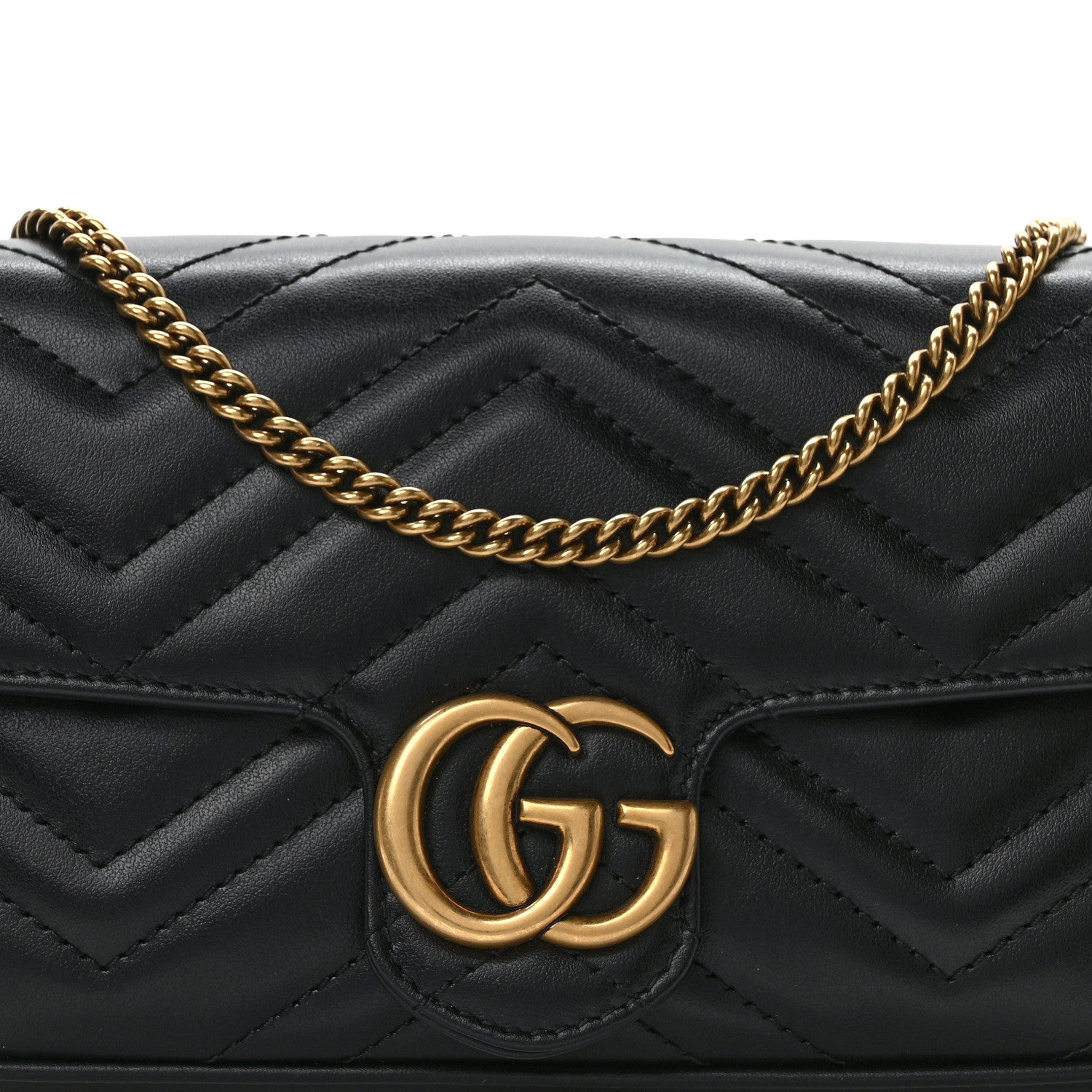 Gucci Calfskin Matelasse Mini GG Marmont Shoulder Bag With Case Black White 7 of 12