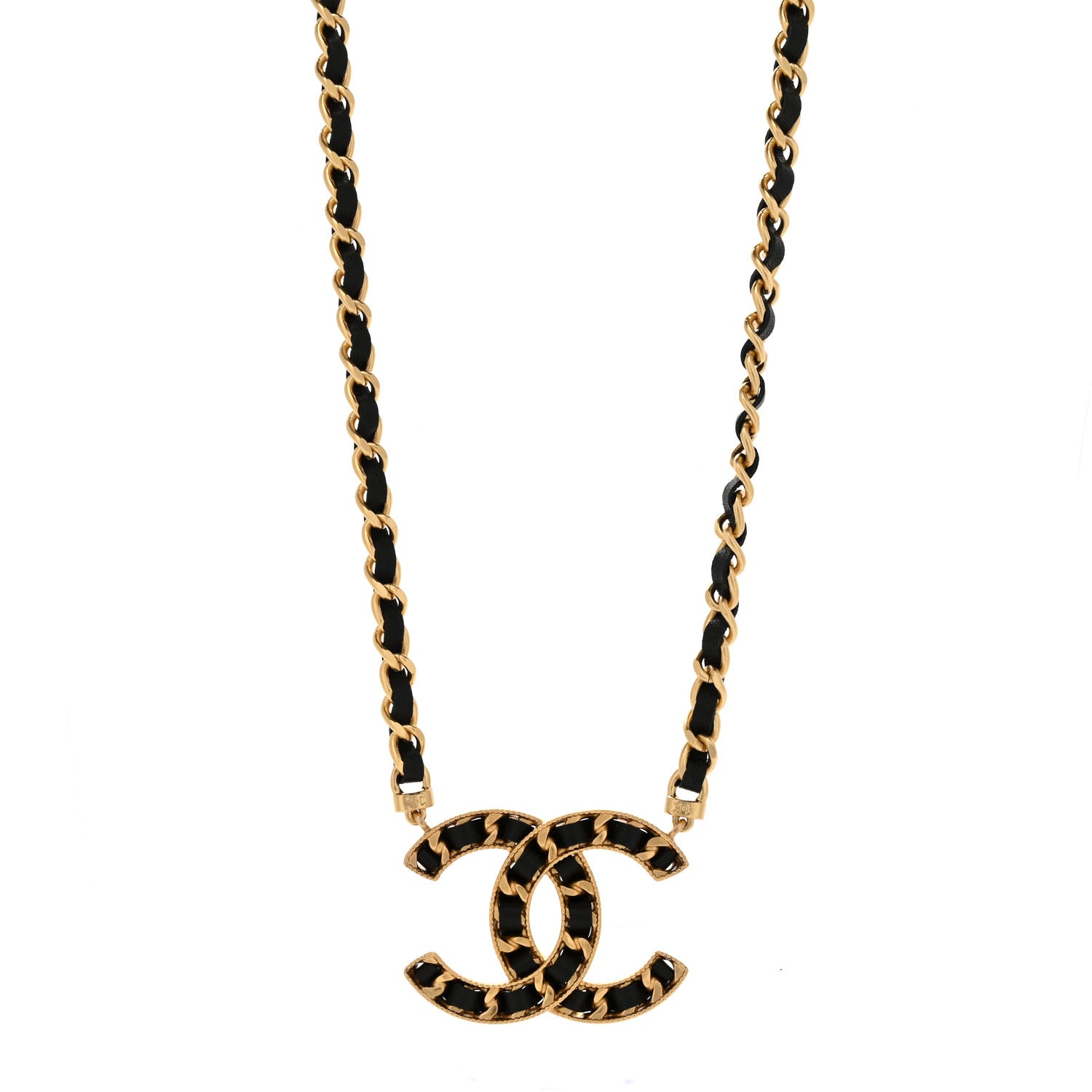 Chanel Metal Lambskin CC Buckle Up Necklace Black Gold 1 of 5