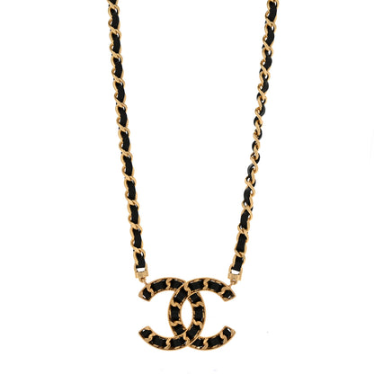 Chanel Metal Lambskin CC Buckle Up Necklace Black Gold 1 of 5