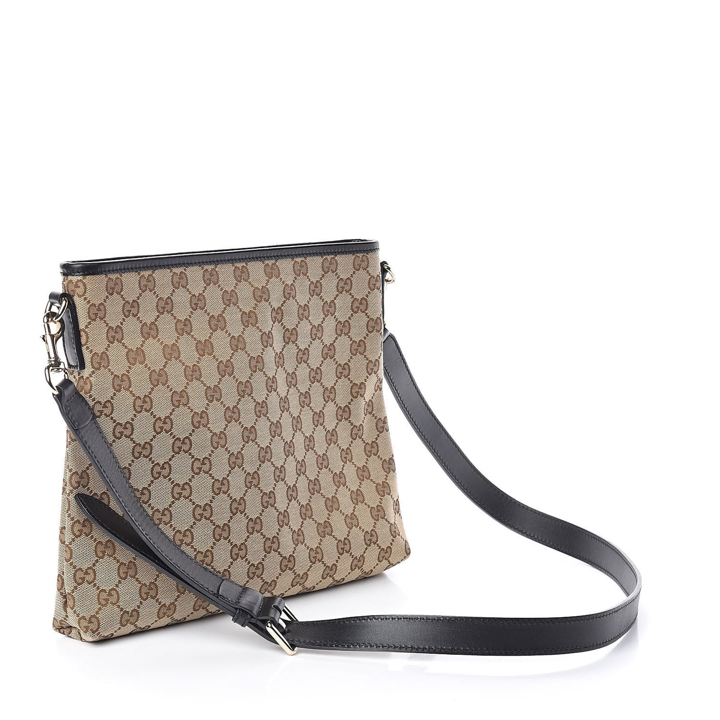 GG Monogram Web Flat Messenger Bag Black