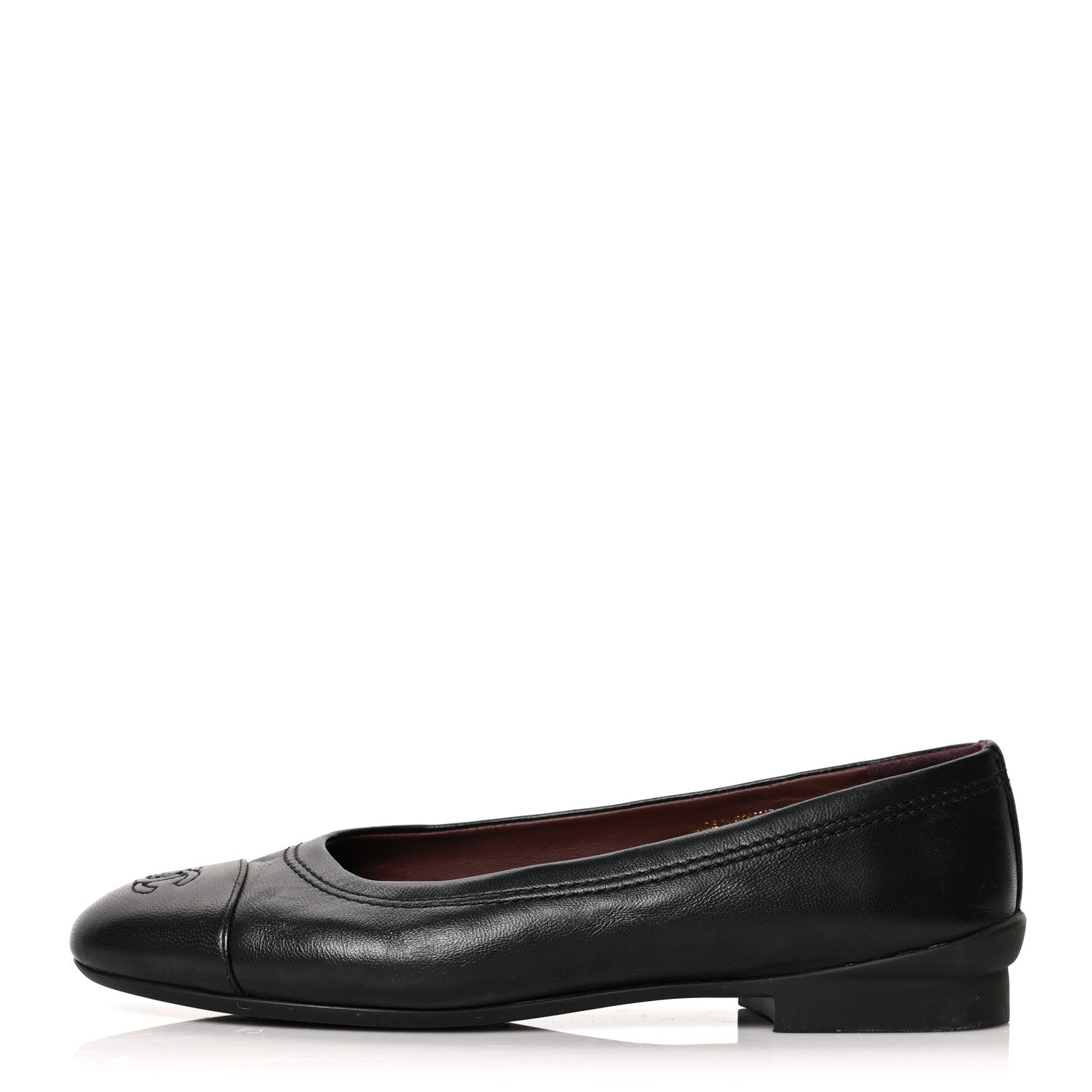 Chanel Lambskin Cap Toe Uniform Ballerina Flats 37.5 Black 1 of 9