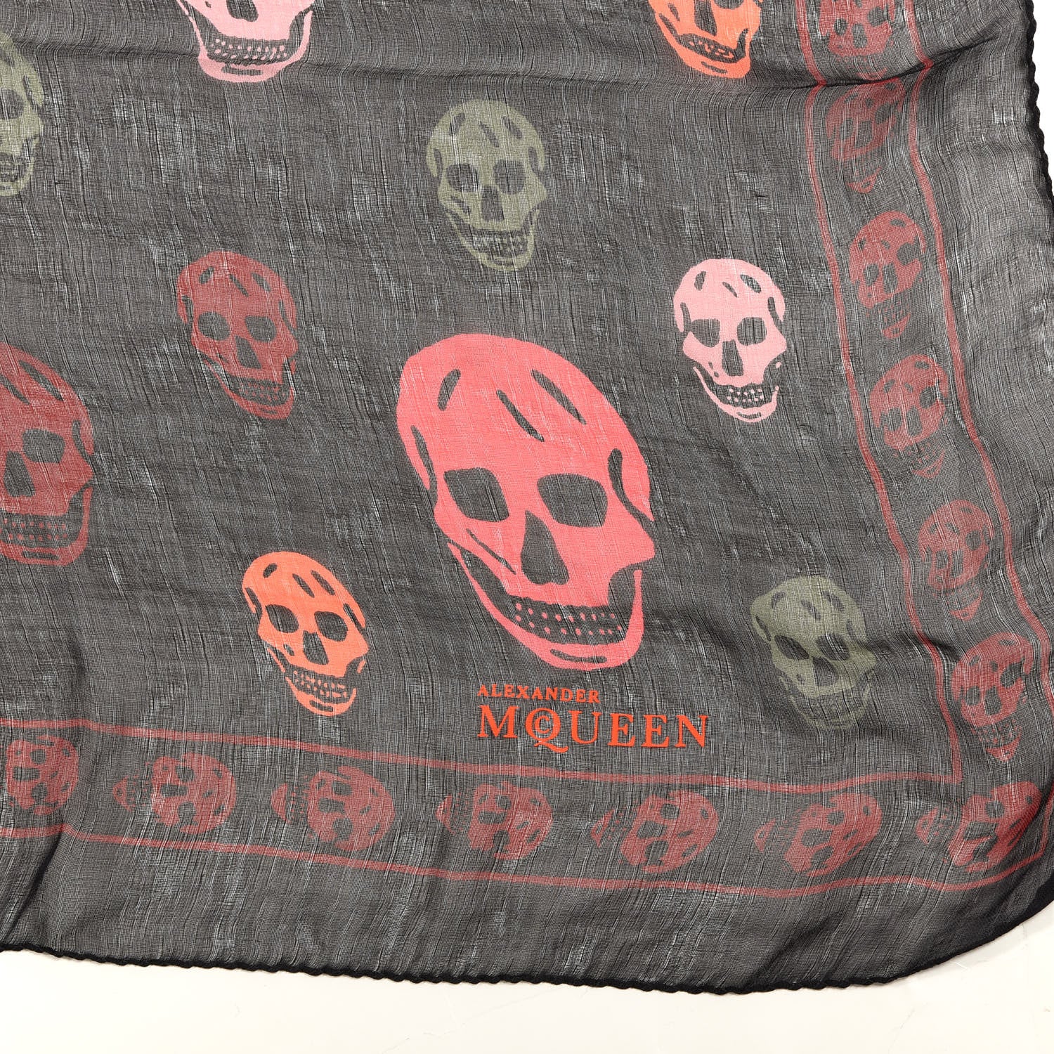 Alexander McQueen Silk Skull Scarf Black Multicolor 3 of 3
