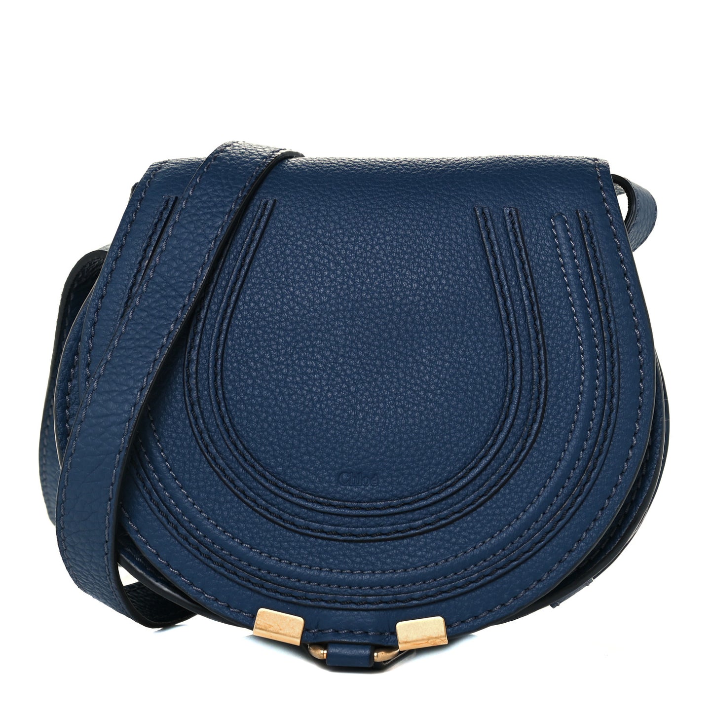 Calfskin Mini Marcie Round Crossbody Bag Royal Navy