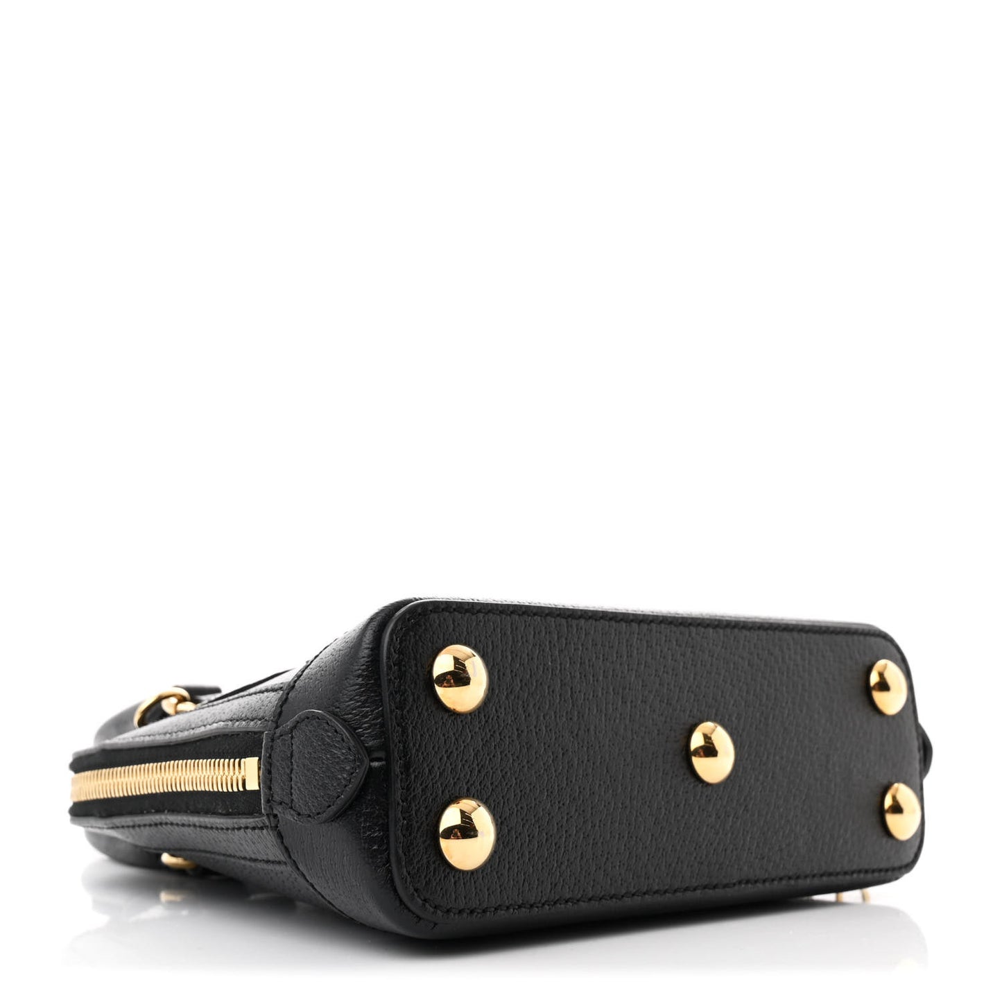 X ADIDAS Textured Dollar Calfskin Web Trefoil Mini Horsebit 1955 Top Handle Bag Black Off White