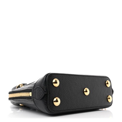 Gucci X ADIDAS Textured Dollar Calfskin Web Trefoil Mini Horsebit 1955 Top Handle Bag Black Off White 4 of 10
