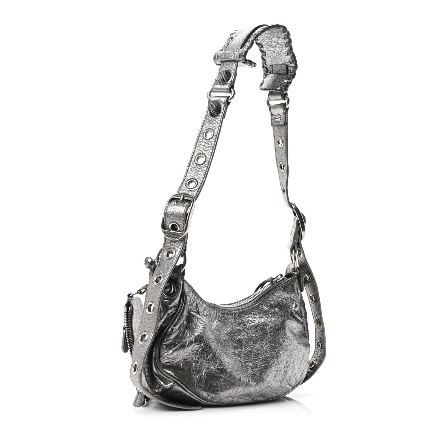 Balenciaga Metallic Agneau Arena Le Cagole Shoulder Bag XS Silver 3 of 10