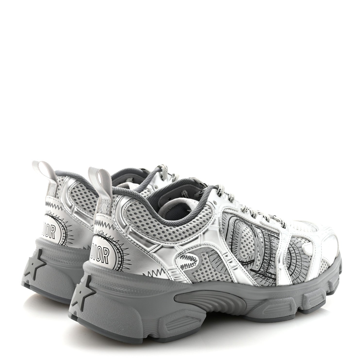Christian Dior Technical Mesh Dior Chrono Sneakers 38 Silver 5 of 9
