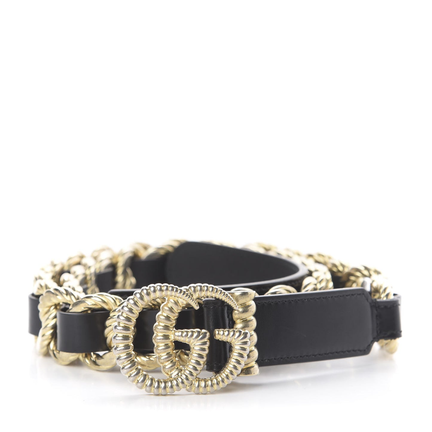 Calfskin Torchon Double G Chain 25mm Belt 85 34 Black