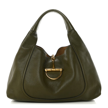 Gucci Grained Calfskin Softbit Maxi Shoulder Bag Forest Green 1 of 11