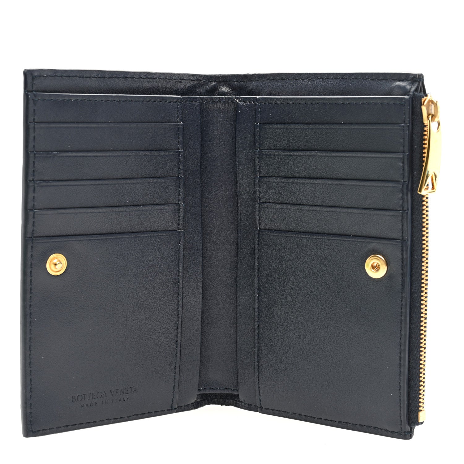 Bottega Veneta Nappa Intrecciato Medium Bifold Zip Wallet Navy 5 of 7