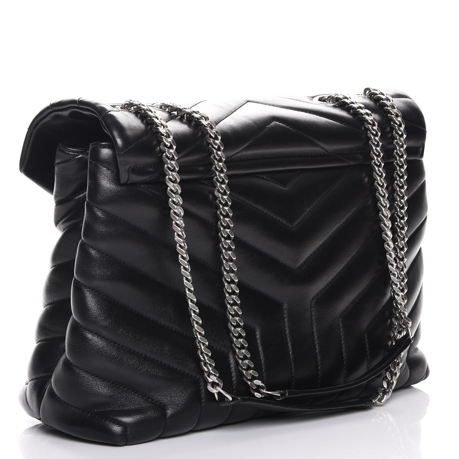 Saint Laurent Calfskin Y Quilted Monogram Medium Loulou Chain Satchel Black 3 of 9