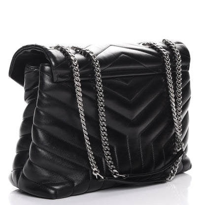 Saint Laurent Calfskin Y Quilted Monogram Medium Loulou Chain Satchel Black 3 of 9
