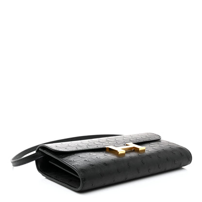 Hermes Ostrich Constance Long Wallet To Go Black 4 of 8