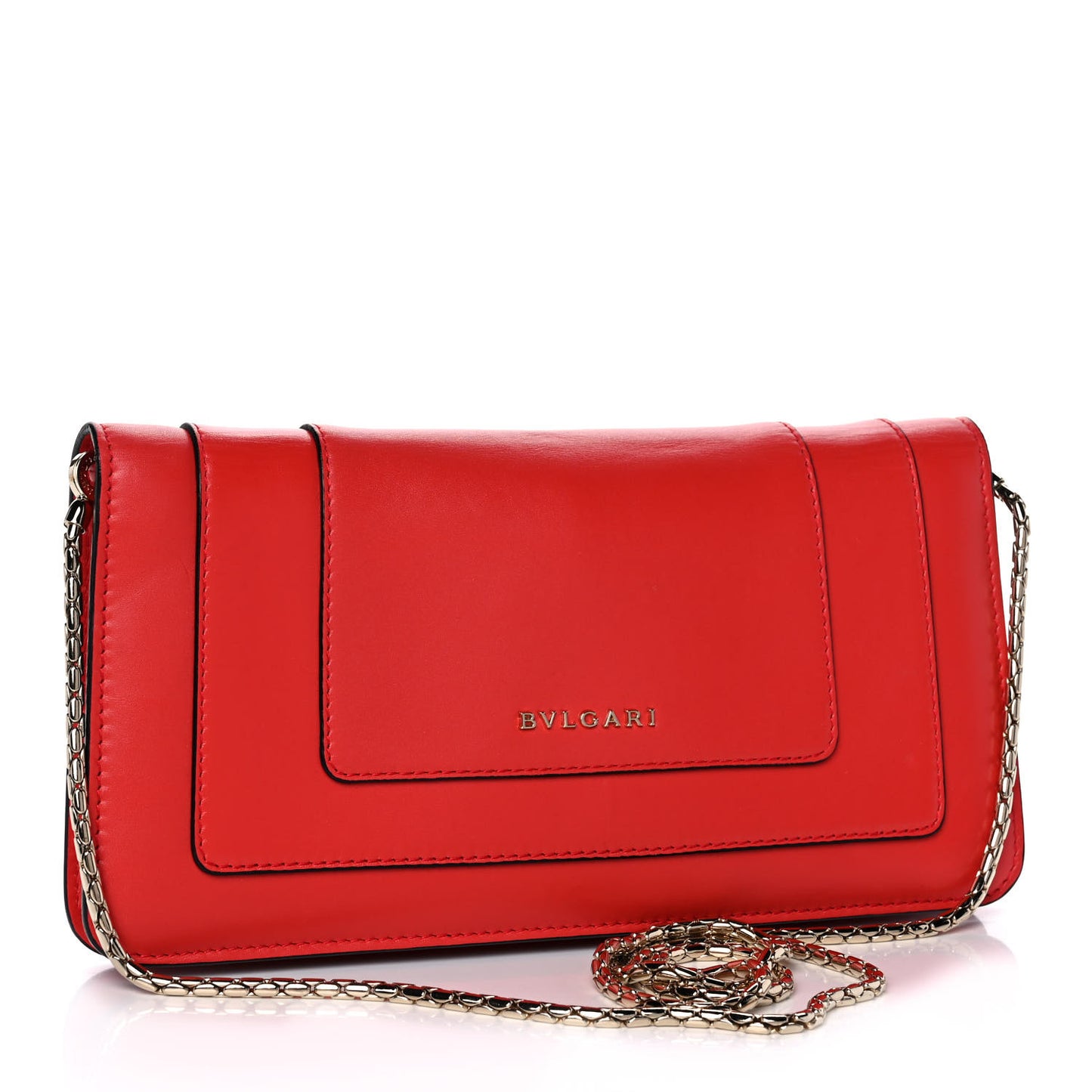Calfskin Serpenti Forever Flap Clutch Ruby Red