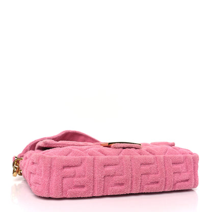 Fendi Terry Cloth Vitello Century Matte FF 1974 Embossed Baguette Lollypop 4 of 10