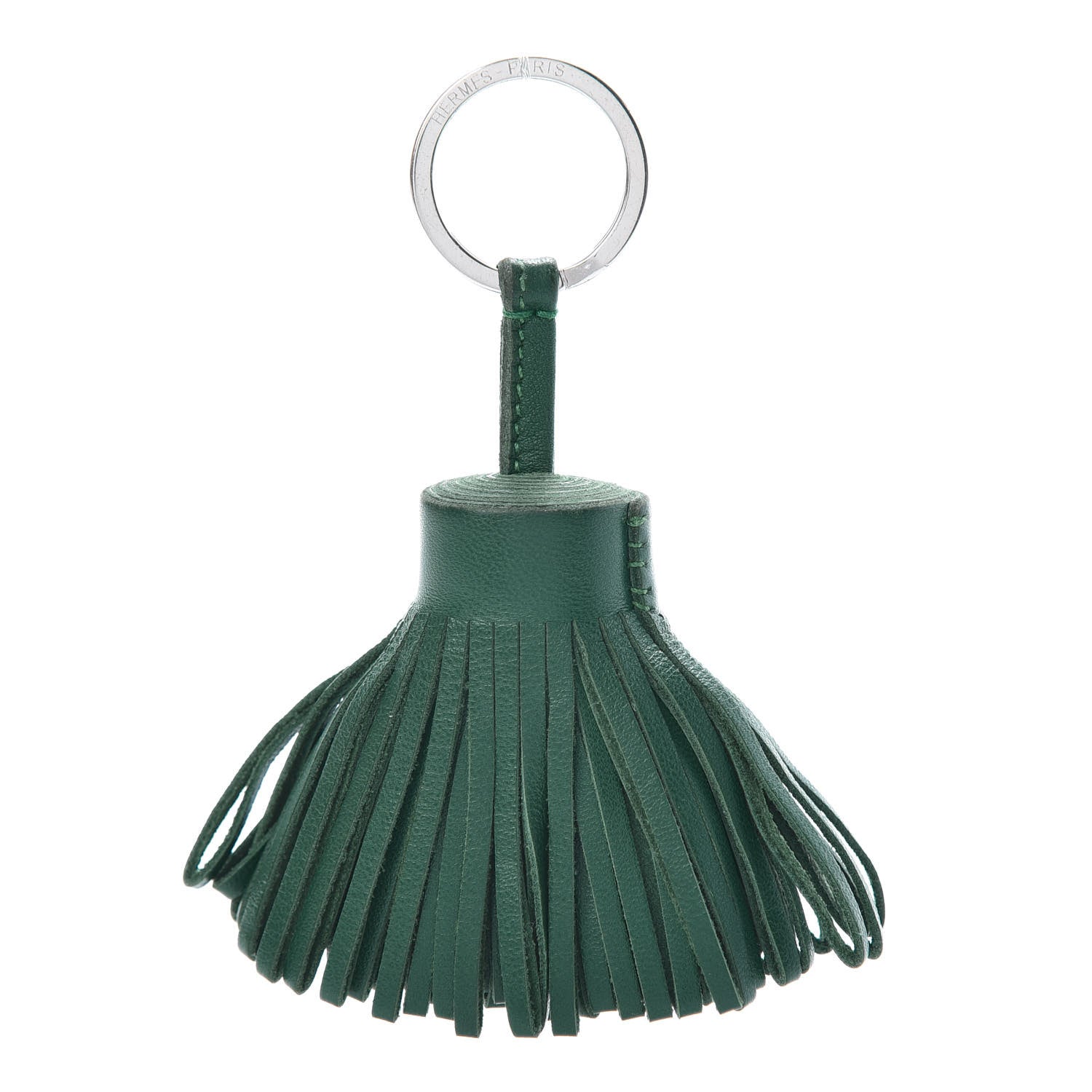 Hermes Lambskin Carmen Tassel Key Holder Malachite 1 of 4