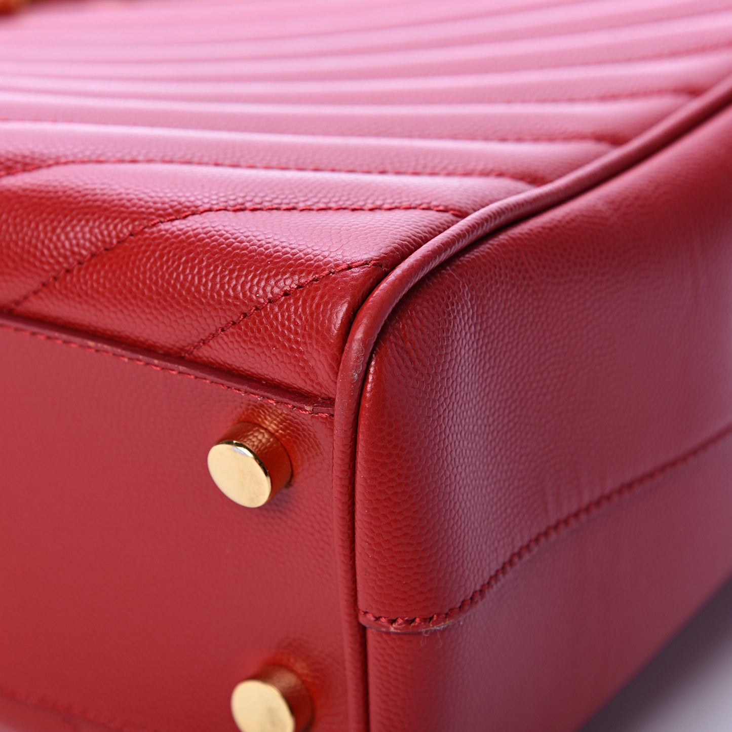 Grain De Poudre Matelasse Chevron Large Monogram Shopping Bag Red