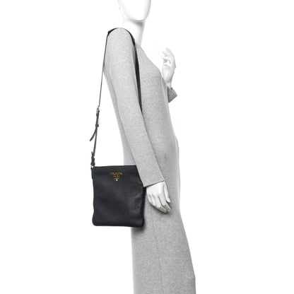 Prada Vitello Daino Crossbody Bag Black 2 of 13
