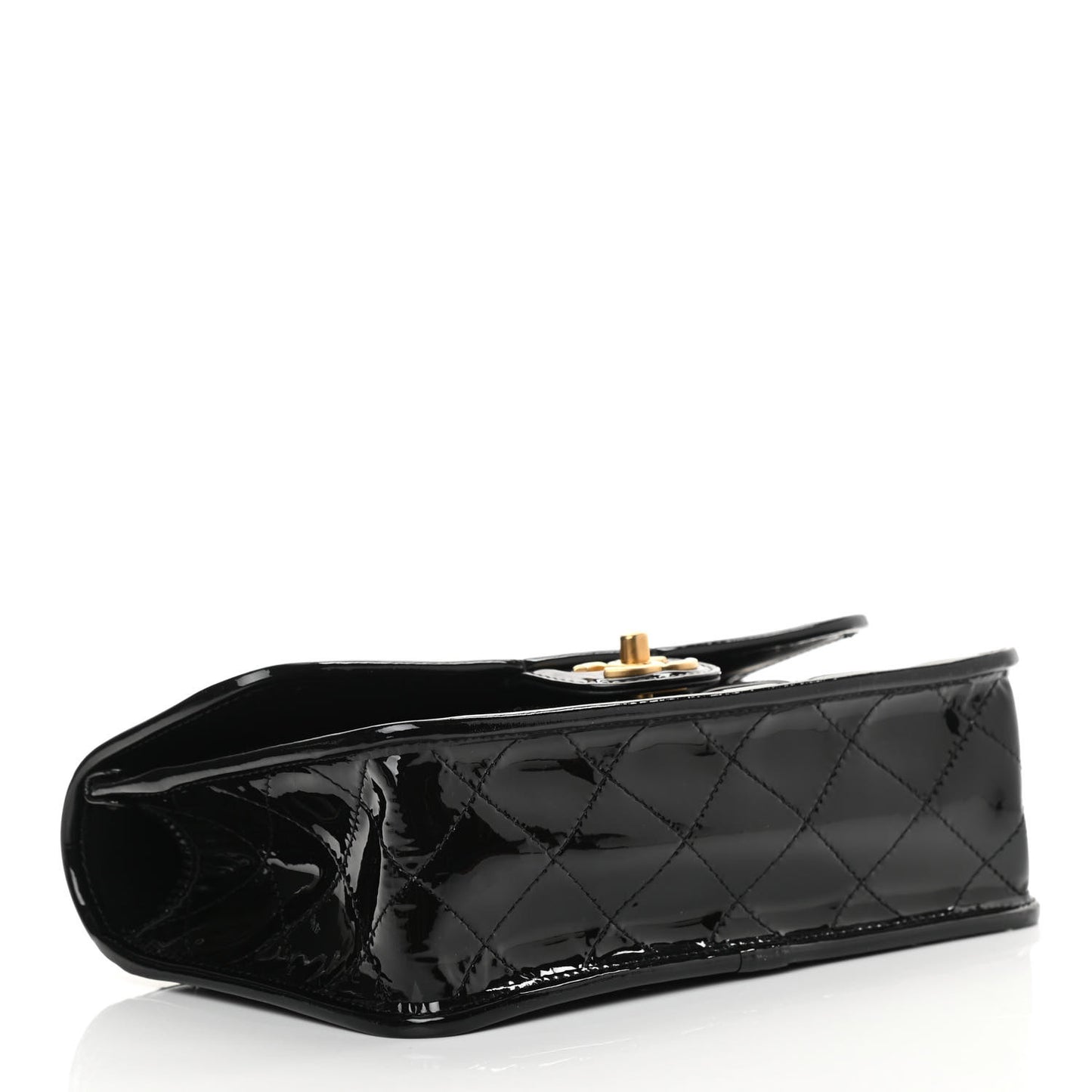 Patent Quilted Small School Memory Top Handle Flap Black