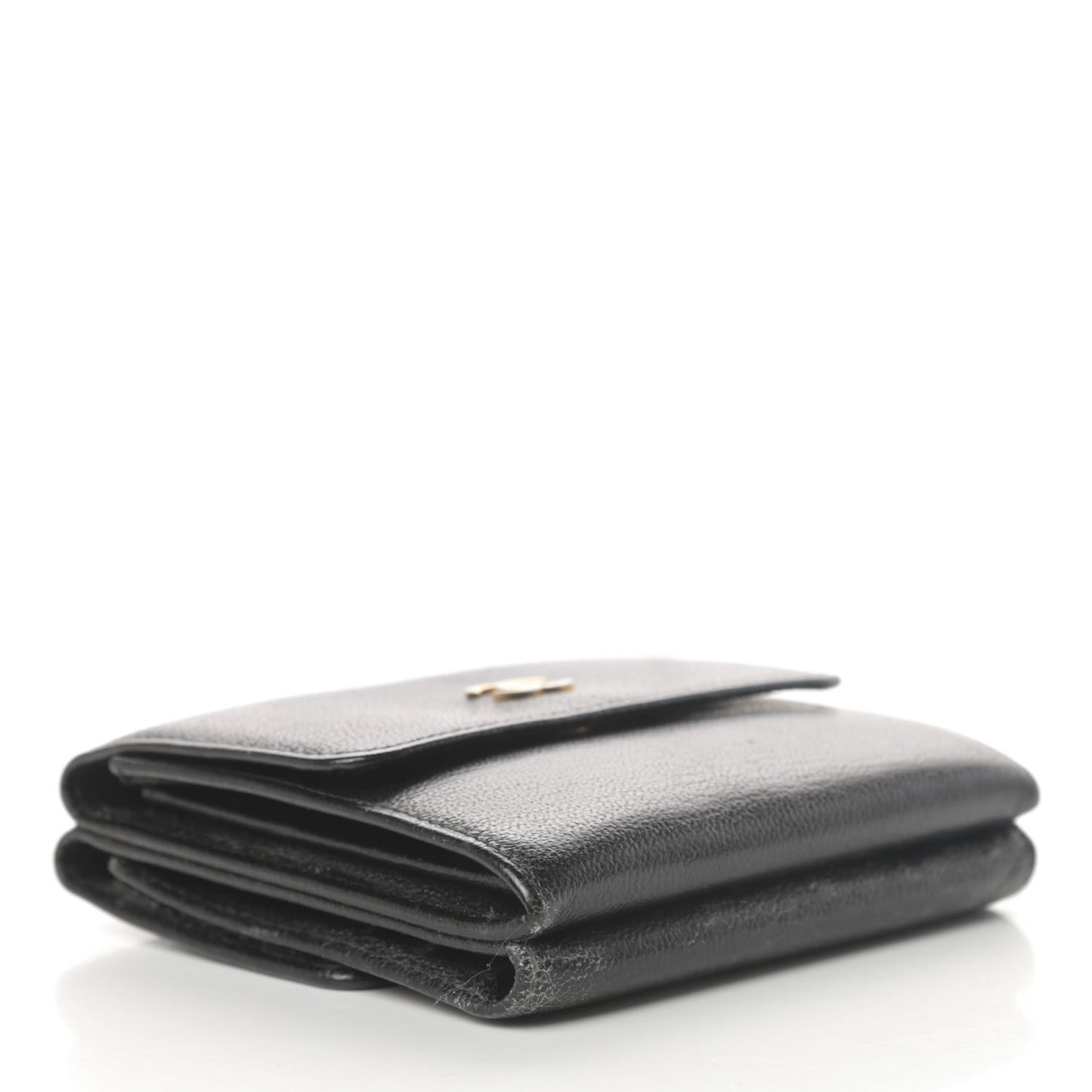 Goatskin Compact CC Flap Wallet Black