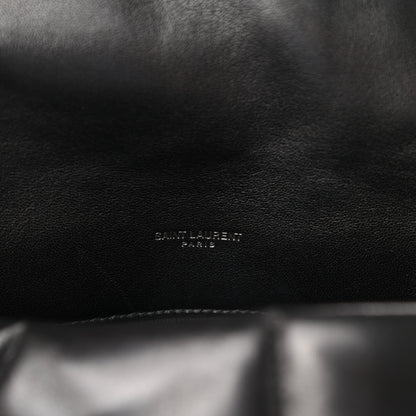 Saint Laurent Lambskin Quilted Medium Loulou Puffer Monogram Chain Satchel Black 7 of 10