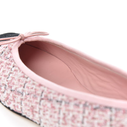 Chanel Tweed Grosgrain Cap Toe Ballerina Flats 38 Pink Black 11 of 17