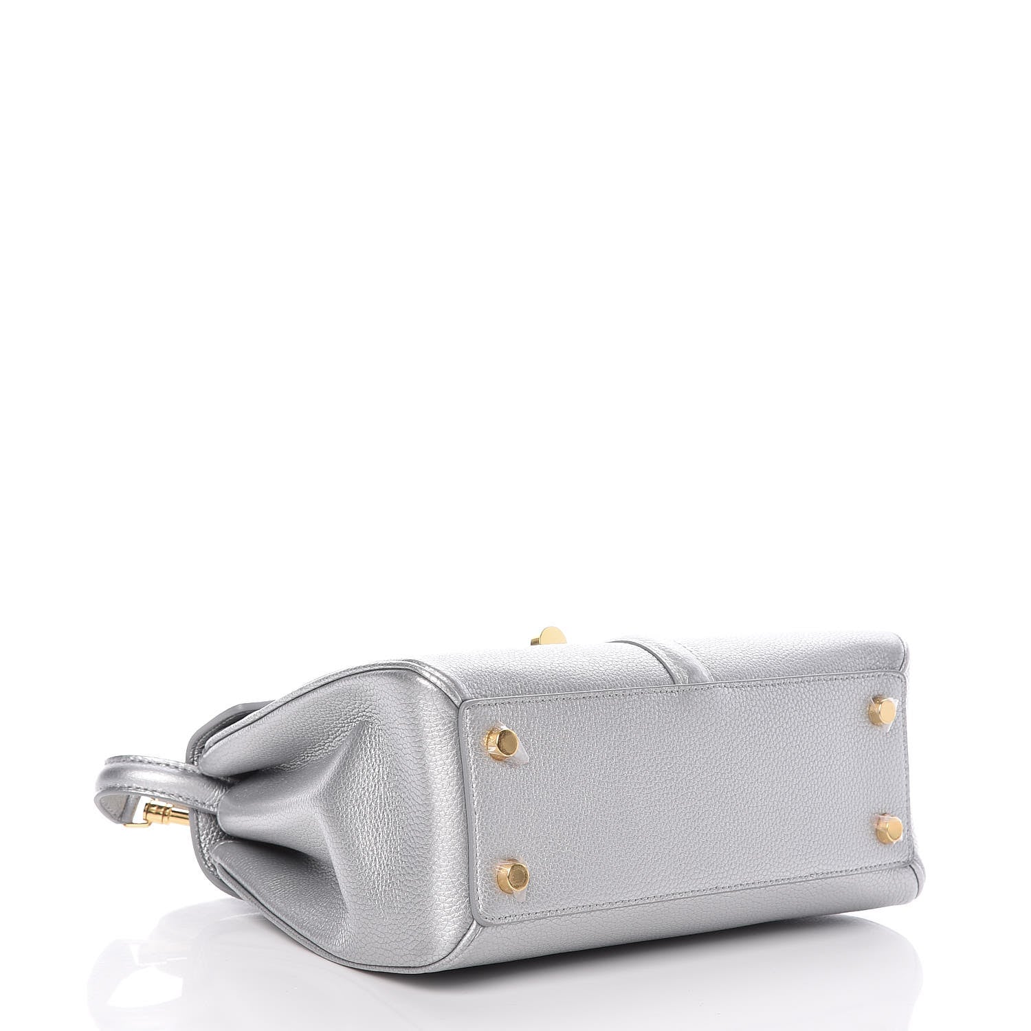 Celine Laminated Grained Calfskin Small 16 Top Handle Bag Silver 4 of 9