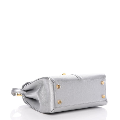Celine Laminated Grained Calfskin Small 16 Top Handle Bag Silver 4 of 9