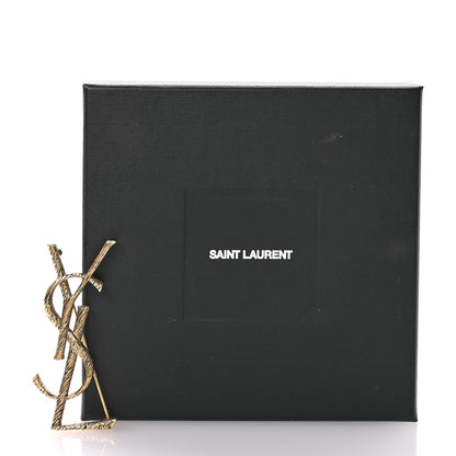 Saint Laurent Brass Cassandre Opyum YSL Twisted Brooch Gold 4 of 4