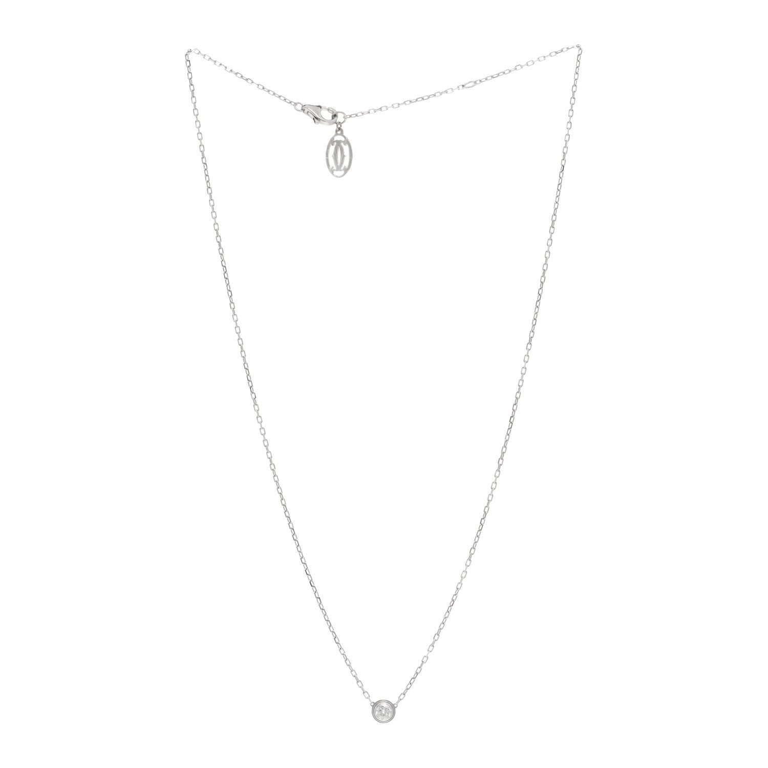 Cartier 18K White Gold Diamond LM D'Amour Pendant Necklace 3 of 5